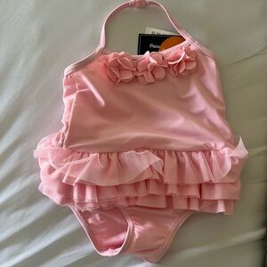 12-18 Month Pink Ruffled Baby Swimsuit